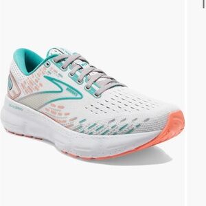 Brooks Women's Athletic Shoe in White, Teal & Coral